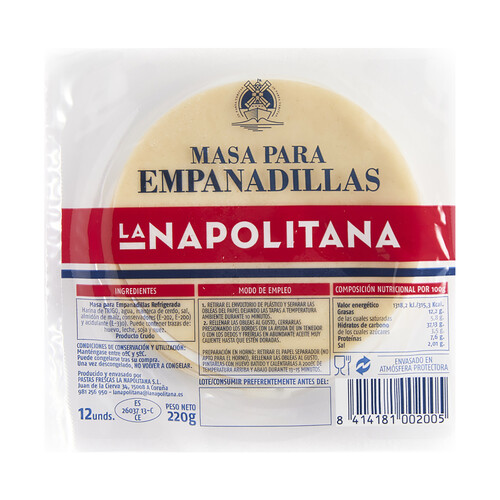 Alcampo LA NAPOLITANA Masa de tamaño mediano para empanadillas LA NAPOLITANA 12 uds
