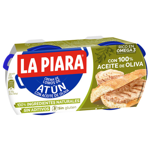Alcampo LA PIARA Paté de atún en aceite de oliva LA PIARA Sólo Natural 2 ud x 75 g
