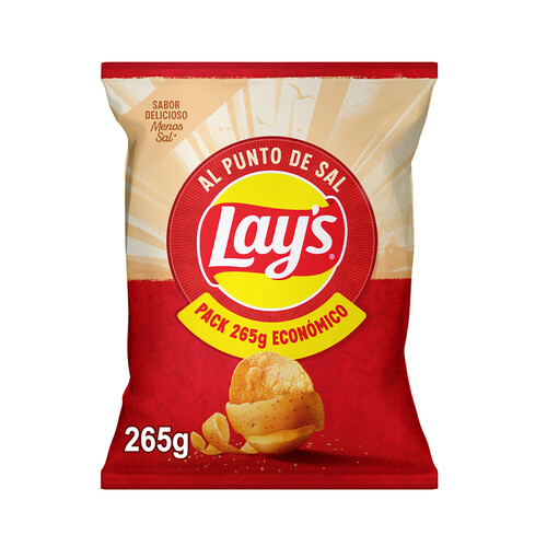 Alcampo LAY'S Al punto de sal Patatas fritas lisas con sal de bolsa 265 g