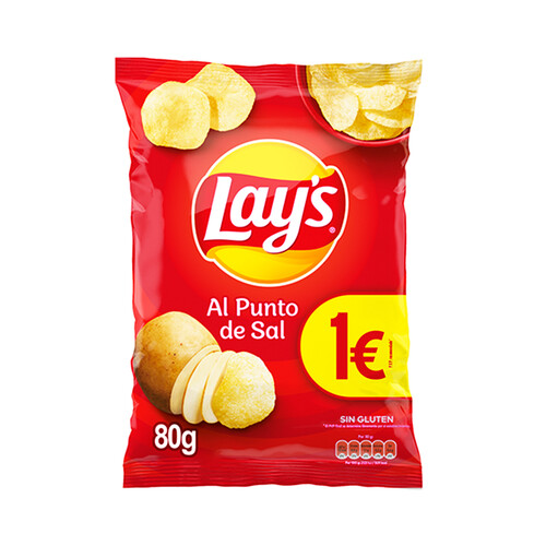 Alcampo LAY'S Al punto de sal Patatas fritas lisas de bolsa 80 g