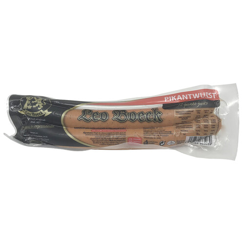 Alcampo LEO BOECK Salchichas de cerdo cocidas en tripa natural picantes tipo Pikanwurst LEO BOECK 2 uds
