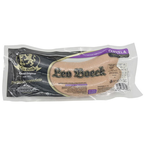 Alcampo LEO BOECK Salchichas de cerdo cocidas en tripa natural tipo Cervela LEO BOECK 2 uds