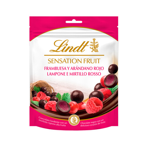Alcampo LINDT Bolas de chocolate rellenas de frambuesa y arándano rojo 150 g
