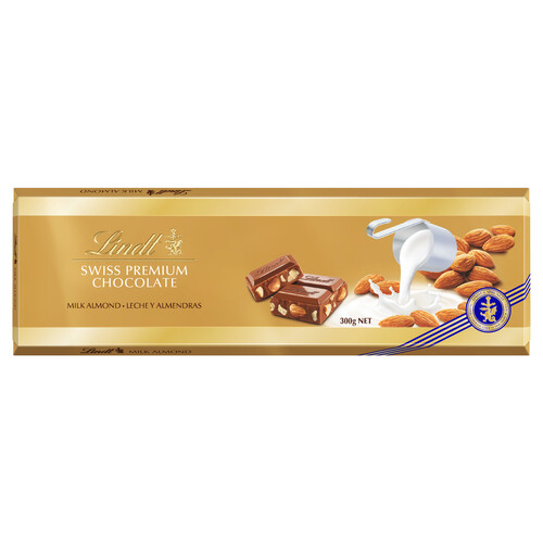 Alcampo LINDT Chocolate con leche y almendras enteras 300 g