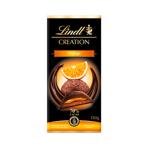 Alcampo LINDT Chocolate negro con relleno de mousse de chocolate negro y con relleno de naranja 150 g