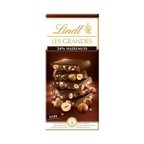 Alcampo LINDT Les Grandes Tableta de chocolate negro con avellanas 150 g