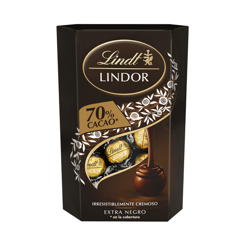 Alcampo LINDT Lindor Bombones chocolate negro 70% cacao 200 g