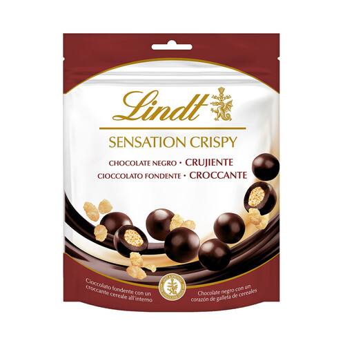 Alcampo LINDT Sensation Crispy Chocolate negro con corazón de galleta de cereales 140 g