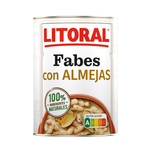 Alcampo LITORAL Fabes con almejas con ingredientes 100% naturales lata de 440 g
