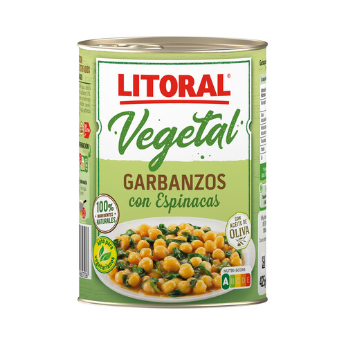 Alcampo LITORAL Garbanzos con espinacas LITORAL 425 g