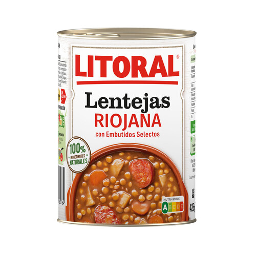 Alcampo LITORAL Lentejas a la Riojana LITORAL lata de 425 g
