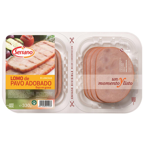 Alcampo Lomo de pavo adobado y cortado en lonchas SERRANO 330 g