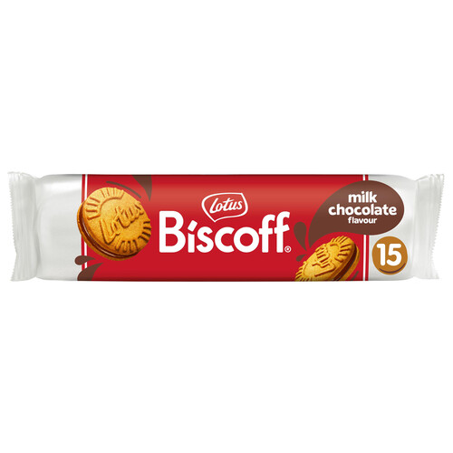 Alcampo LOTUS Biscoff Galleta caramelizada con relleno de chocolate con leche 15 uds. 150 g