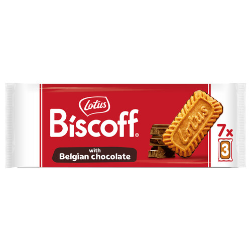 Alcampo LOTUS Biscoff Galletas caramelizadas con chocolate belga 7 packs de 3 uds 154 g