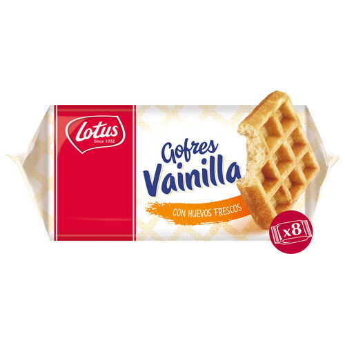 Alcampo LOTUS Gofres mini con sabor a vainilla y elaborados con huevos frescos LOTUS 8 uds. 224 g