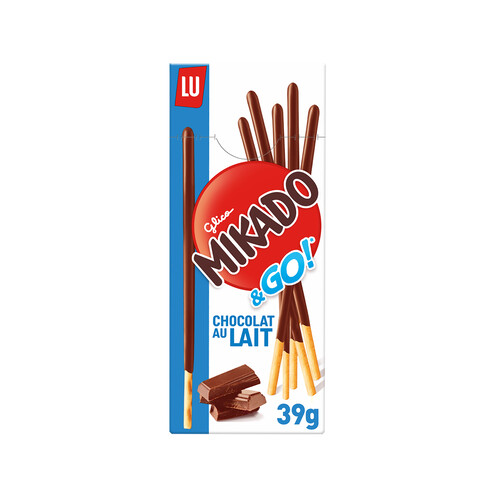 Alcampo LU MIKADO Galletas en forma palitos cubiertas de chocolate con leche 39 g