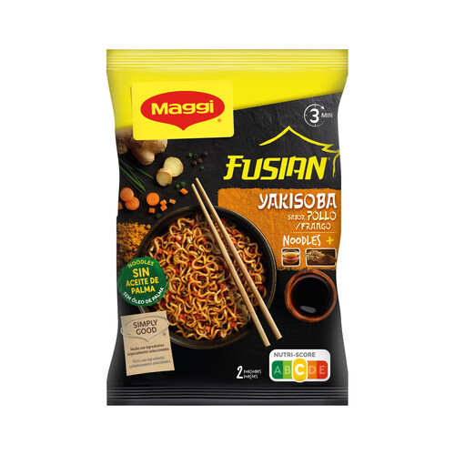 Alcampo MAGGI Fusian Yakisoba (Fideos Orientales) con sabor a pollo 120 g