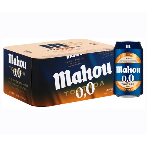 Alcampo MAHOU Cervezas tostadas 0 0 % alcohol Pack 12 latas x 33 cl