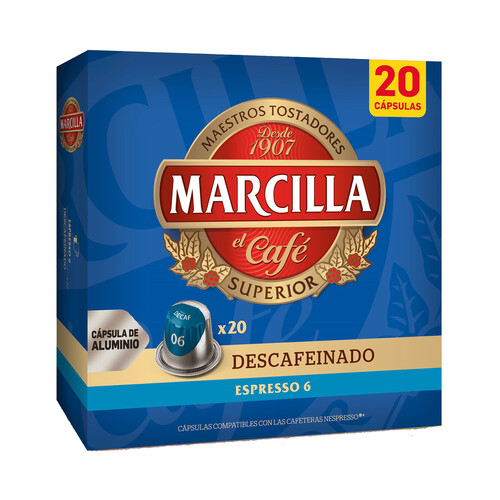 Alcampo MARCILLA Café en cápsulas espresso descafeinado I6 20 uds