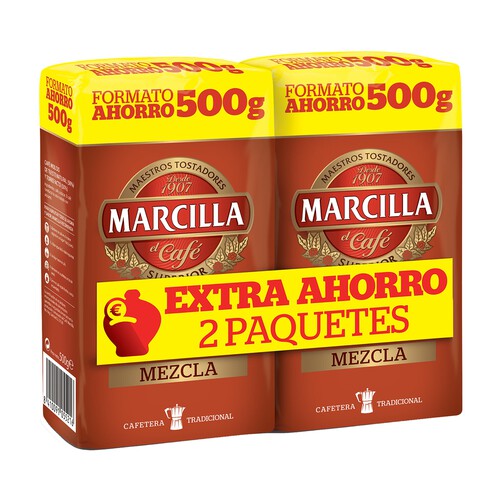 Alcampo MARCILLA Café molido mezcla (50/50) pack de 2uds x 500 g
