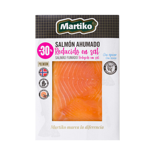 Alcampo MARTIKO Salmón ahumado reducido en sal MARTIKO 80 g