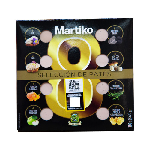 Alcampo MARTIKO Surtido de pates de oca y pato 8 x 20 g