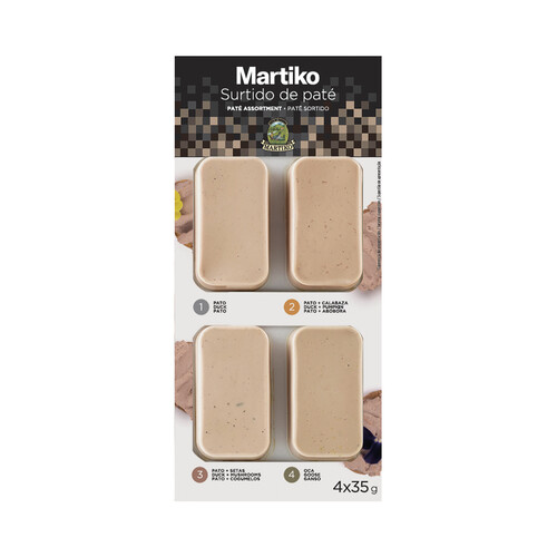 Alcampo MARTIKO Surtido de pates (pato pato + calabaza pato + setas oca) 4 x 35 g
