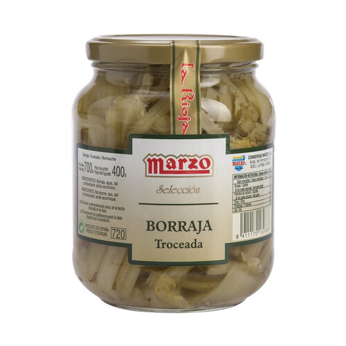 Alcampo MARZO Borraja troceada al natural frasco de 780 g