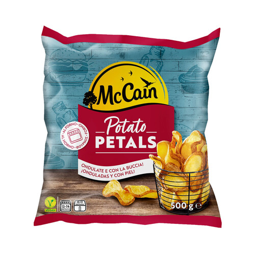 Alcampo McCAIN Patatas onduladas y con piel prefitas y ultracongeladas MCCAIN Petals 500 g