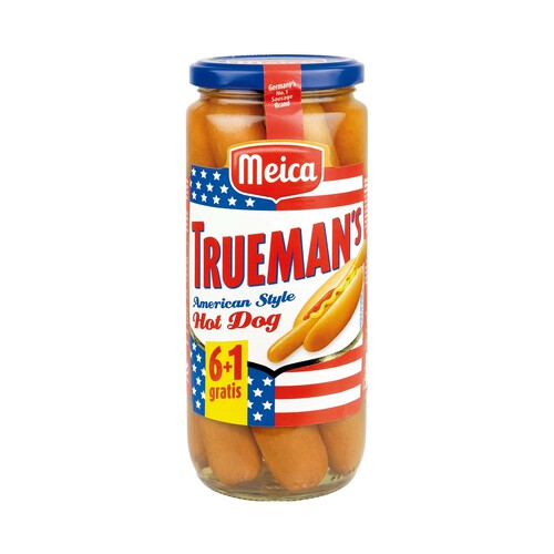 Alcampo MEICA Salchichas Hot Dog American Style 6+1 MEICA Truemans frasco de 540 g