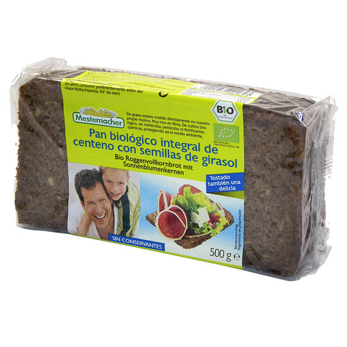 Alcampo MESTEMACHER Pan integral de centeno con semillas de girasol ecológico MESTEMACHER 500 g