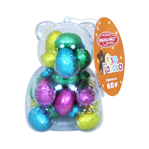 Alcampo MIGUELAÑEZ Oso de pascua relleno de huevos de chocolate con leche 155 g
