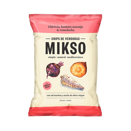 Alcampo MIKSO Chips de verrdura con sal marina y aceite de oliva virgen 85 g
