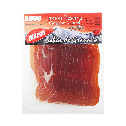 Alcampo MILENA LEÓN Jamón reserva de hembra con curación natural cortado en lonchas MILENA LEÓN 200 g