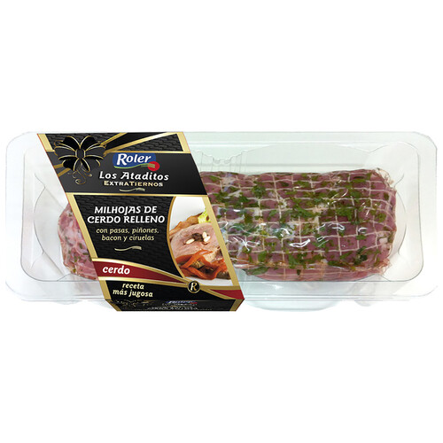 Alcampo Milhojas de cerdo relleno con pasas piñones bacon pimiento y ciruelas ROLER Los ataditos 900 g