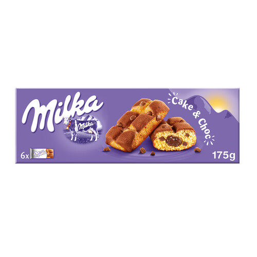 Alcampo MILKA Bizcocho con pepitas de chocolate con leche y relleno de chocolate 6 uds. 175 g