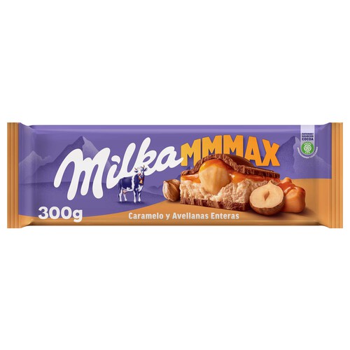 Alcampo MILKA Chocolate con leche con avellanas y crema de caramelo tableta de 300 g