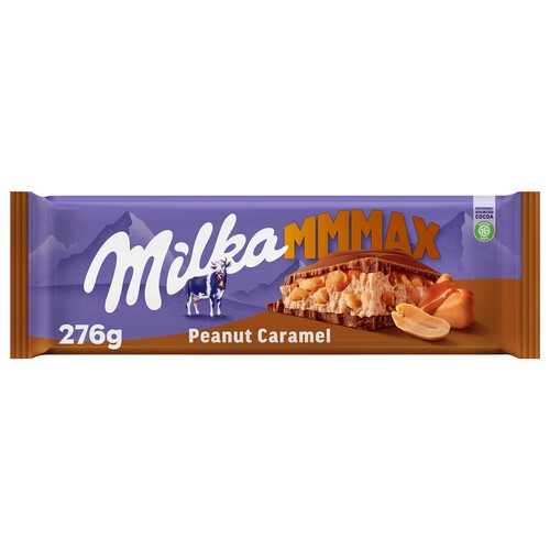 Alcampo MILKA Chocolate relleno con deliciosa crema de caramelo y trocitos de cacahuete 276 g