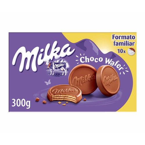 Alcampo MILKA Chocowafer galletas Barquillo con Relleno de Cacao y Cubierto de Chocolate con Leche de los Alpes 300 g