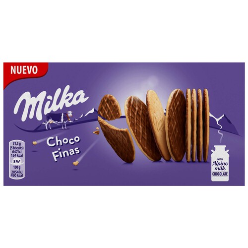 Alcampo MILKA galletas choco finas cubiertas de chocolate con leche caja 126 g