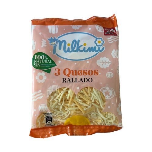 Alcampo MILKIMI Queso rallado 3 quesos (gouda cheddar y edam) 120 g