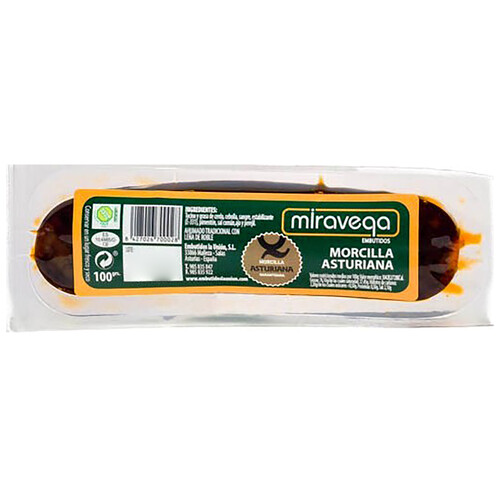 Alcampo MIRAVEGA Morcilla asturiana ahumada con leña de Roble y elaborada sin gluten MIRAVEGA 100 g