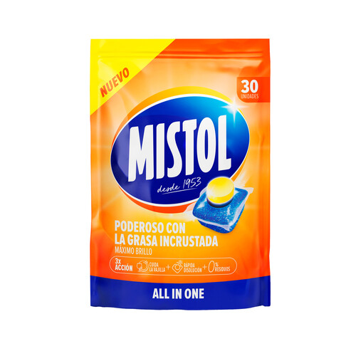 Alcampo MISTOL Detergente para lavavajillas MISTOL ALL IN ONE 30 uds. 450 g