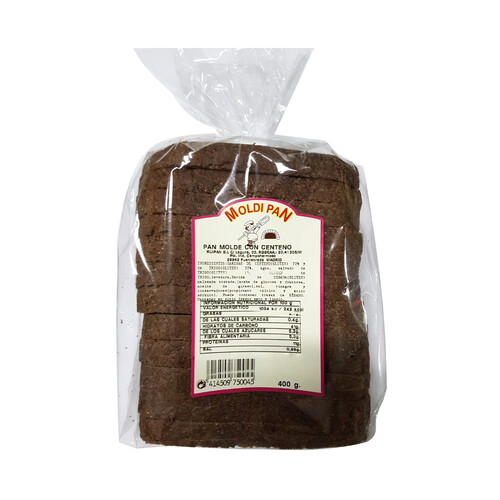 Alcampo MOLDIPAN Pan de molde integral con centeno y corteza 400 g