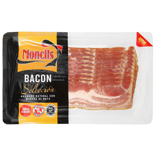 Alcampo MONELLS Bacon ahumado sin piel cortado en lonchas MONELLS Selección 140 g