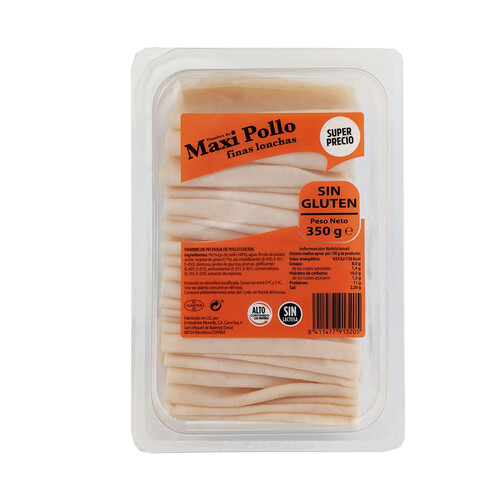 Alcampo MONELLS Fiambre de pollo sin gluten cortado en lonchas 350 g