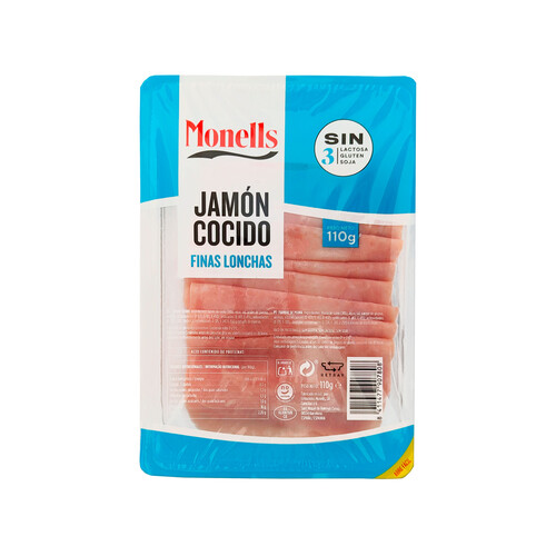 Alcampo MONELLS Jamón cocido extrajugoso cortado en finas lonchas MONELLS 110 g
