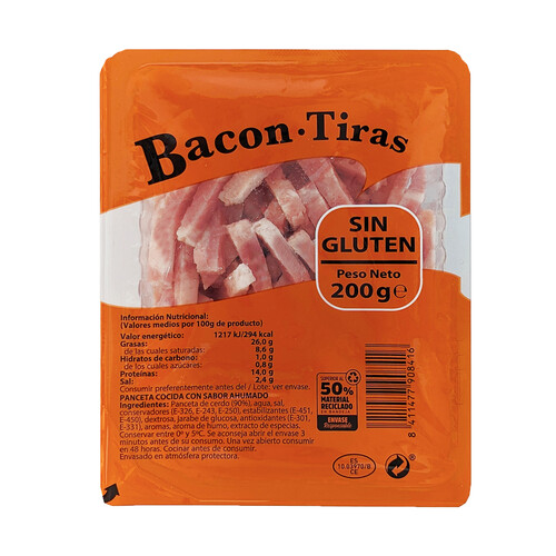 Alcampo MONELLS Tiras de bacon con sabor ahumado 200 g