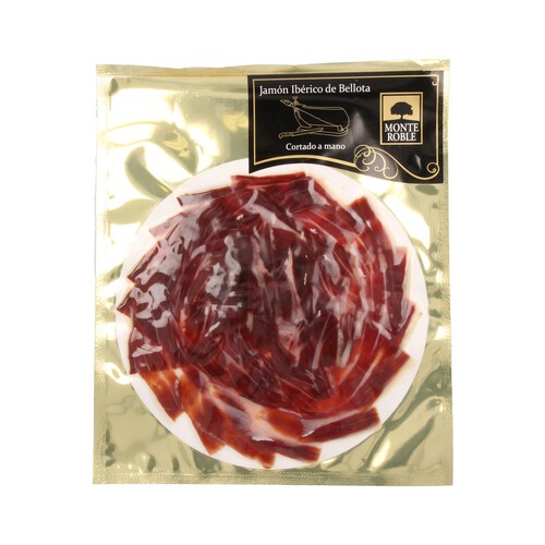 Alcampo MONTE ROBLE Jamón ibérico de bellota cortado a cuchillo MONTE ROBLE 100 g