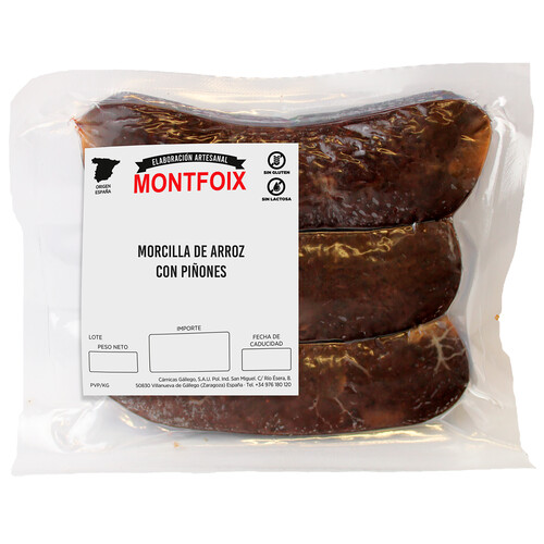 Alcampo MONTFOIX Bandeja de morcillas de arroz con piñones 3 uds